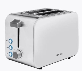 Тостер Centek CT-1422 White 850Вт, 7 ур. прожарки, 2 тоста, поддон, стоп, подогрев, разморозка, 1031