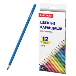 Карандаши цветные деревянные Basic 12цв " Erich Krause " шестигранные, картонная упаковка, европодве
