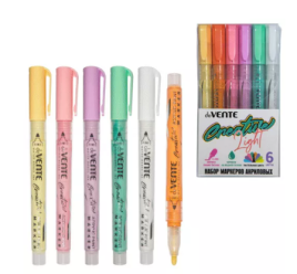 Набор маркеров акриловых " deVente " Hobby creative, Light, 6цв, пулевидный наконечник, в пластиково