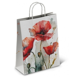 Пакет бумажный " ПЗБМ " 25*22*12см Маки, крученые ручки