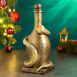 Копилка "Змея с бутылкой" 12х12х27см, бронза 10786636