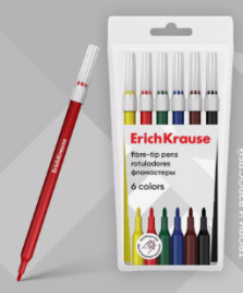 Фломастеры 6цв ErichKrause light, в футляре, европодвес 10387028
