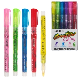 Набор маркеров акриловых " deVente " Hobby creative, Shiny, 6цв, пулевидный наконечник, в пластиково