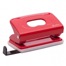 Дырокол на 10л " Lamark " Mettallic металлический, встроенная линейка, красный