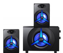 Акустическая система Kisonli TM-7000A, 2.1, мощность 15W+5W*2, пульт, подсветка, цвет: черный