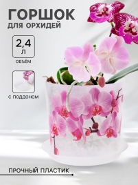 Горшок для орхидей с поддоном 2,4 л "Деко", цвет белый 1155726