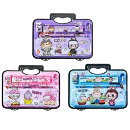 Набор канцелярский детский " Mazari " Лабубу, 5 предметов: пенал металлический, карандаш ч/гр, точил