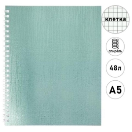 Тетрадь спираль А5  48л клетка " Hatber " бумвинил Metallic Мята, офсет