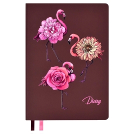 Ежедневник недатированный А5 146*211мм искусственная кожа " Феникс " 160л Софт-тач Фламинго, линия,