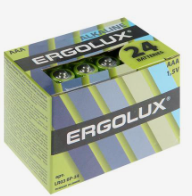 Батарейка алкалиновая Ergolux, AAA, LR03-24BOX (LR03 BP-24), 1.5В, набор 24 шт. 3781547