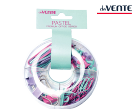 Набор канцелярский " deVente " Pastel из 4-х предметов (кнопки силовые цветные - 30 шт, зажимы для б