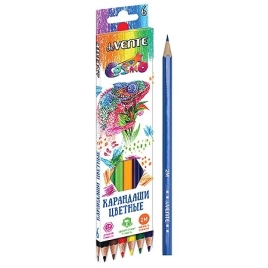 Карандаши " deVente " Cosmo 6цв шестигранные, деревянные, картонная упаковка, европодвес