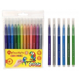 Фломастеры " Каляка-Маляка " 12цв смываемые, на водной основе, круглые, с блестками, вентилируемый к