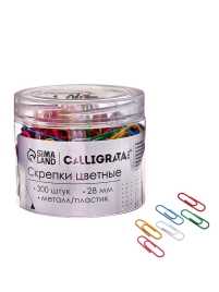 Скрепки 28мм цветные в пластиковой тубе 300 штук   10771175