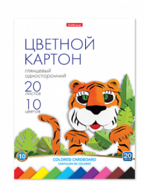 Картон цветной А4, 20л, 10цв, глянцевый на клею ErichKrause, игрушка-набор для детского 58495 твор 9