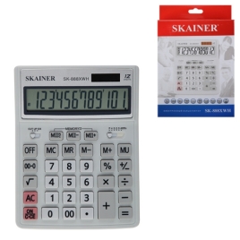 Калькулятор настольный 12 разрядов " Skainer " SK-888XWH, 155*204*34мм, двойное питание, белый