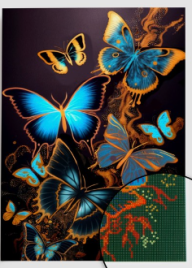 Алмазная вышивка с полным заполнением "Бабочки" 30*40 см, холст, емкость     9605296