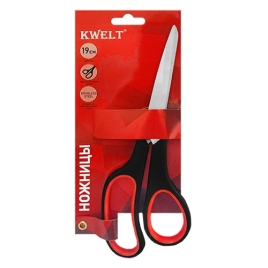 Ножницы " KWELT " 19,0см эргономичные пластиковые ручки с резиновыми вставками, блистер, европодвес