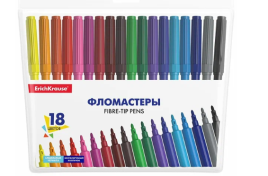 Фломастеры " Erich Krause " Basic 18цв смываемые, на водной основе, круглые, вентилируемый колпачок,