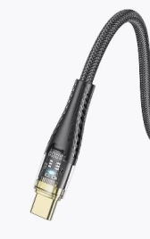 Кабель HOCO U121 USB-Type-C, 1.2m, 3.0A,нейлон , смарт отключ., цвет:черный