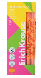 Двухсторонний текстмаркер оранжевый Visioline V-16 Brush Neon 60797 /Erich Krause/