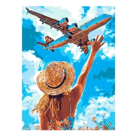 Картина по номерам " Lori " 30*40см Самолёт в небе, в наборе: холст с контуром на подрамнике, краски