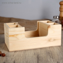 Подставка "Лодочка" из СОСНЫ, с 4мя отсеками и большим отделом, 14×25×10 см   4669013