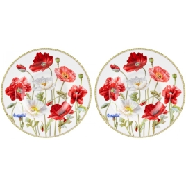 Набор тарелок 2 пр. 300 мл 21,5*21,5*3 см "Маки" глубокие NEW BONE CHINA