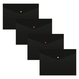 Папка-конверт на кнопке А4 180мкм Calligrata неон микс непрозр (микс кнопок фасов/пакет 4 шт 9344976