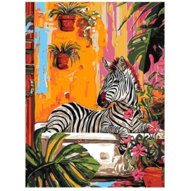Картина по номерам " Lori " 30*40см Зебра, в наборе: холст с контуром на подрамнике, краски, кисть,