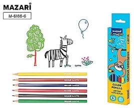 Карандаши " Mazari " Time to party  6цв шестигранные, пластиковые, 2,6мм, картонная упаковка, европо