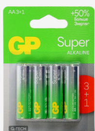 Батарейка алкалиновая GP Super, AA, LR6-4BL, 1.5В, 3+1 шт. 10800448