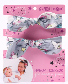 Набор повязок для мамы и дочки,цвет и рисунок МИКС      5078200