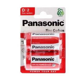 Батарейка солевая Panasonic Zinc Carbon, D, R20-2BL, 1.5В, блистер, 2 шт. 1035275
