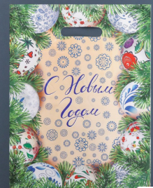 Пакет "Новогодняя роспись", глянец полиэтиленовый с вырубной ручкой, 31х40 см, 60 мкм 10108132