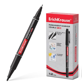 Маркер " Erich Krause " Double P-80 черный 0,45-1,65мм двухсторонний пулевидный наконечник перманент