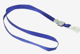 Лента для бейджа ширина-10мм,длина-80см плотная с бегунком с силиконовым зажимом СИНЯЯ 1505487