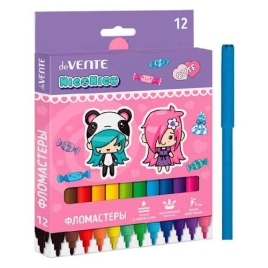 Фломастеры " deVente " NicoNico:-) 12цв, круглые, вентилируемый колпачок, картонная упаковка, европо