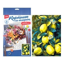 Картина по номерам " Lori " 20*28,5см Лимоны, состав набора: основа с контуром, краски, вспомогатель